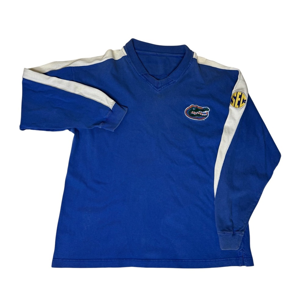Vtg Florida Gators SEC Pullover Long Sleeve‎ V-Neck Rugby Sweatshirt Collegiate